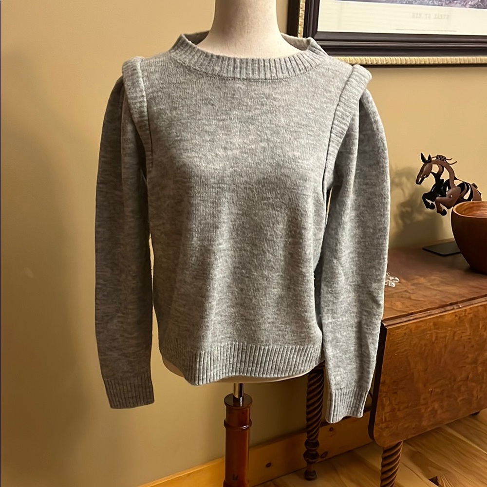 Donna Karan Crew Neck Sweater with Ribbed Details